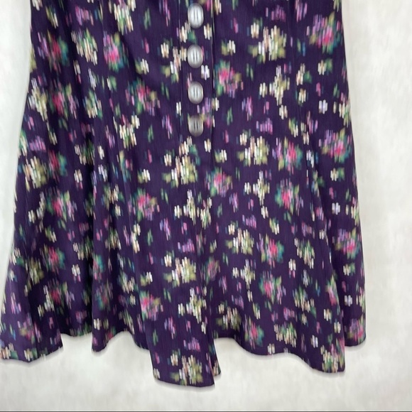 Free People Violet Visions Corduroy Purple Floral Ruffle Romper Women's Size S - Picture 8 of 9